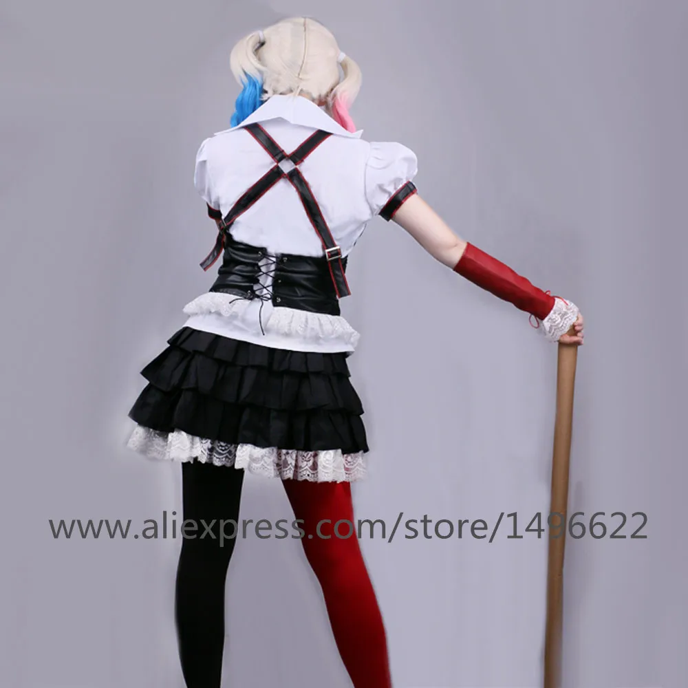 Batman Arkham Asylum Harley Quinn Halloween Carnival Cosplay Costumes Outfit Party Dress Dark Knight Suit for Adult Women (2)