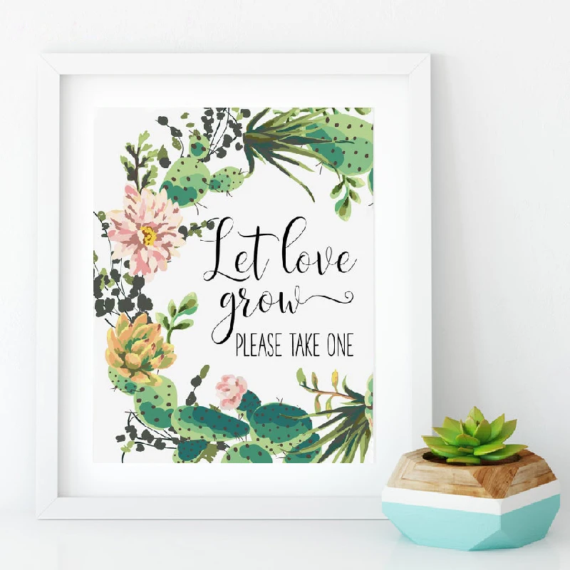 Let Love Grow Succulent печать семян пакеты знак суккулент Свадебный декор для душа