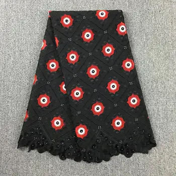 

african lace fabric 2019 high quality red swiss cotton voile laces switzerland 100% cotton voile lace with stones 074 5yards