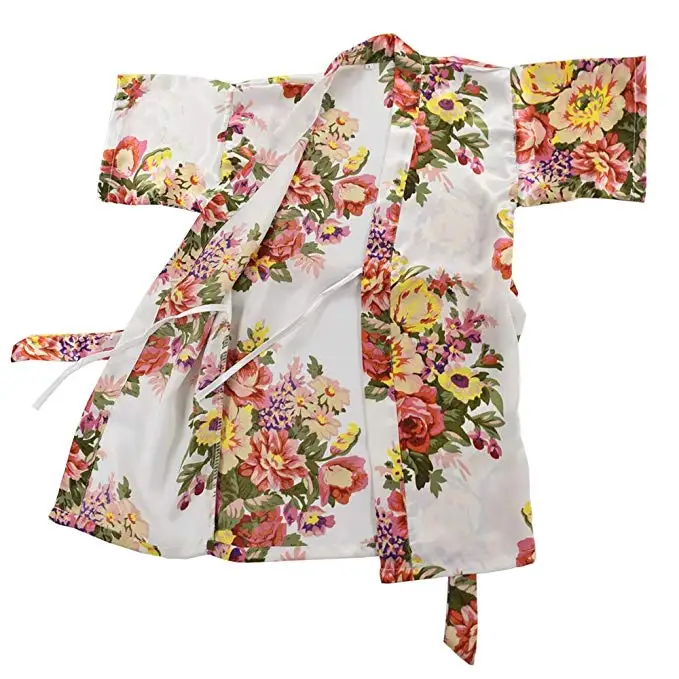 Шелковая хлопковая одежда для сна с цветочным рисунком детские пижамы для маленьких девочек