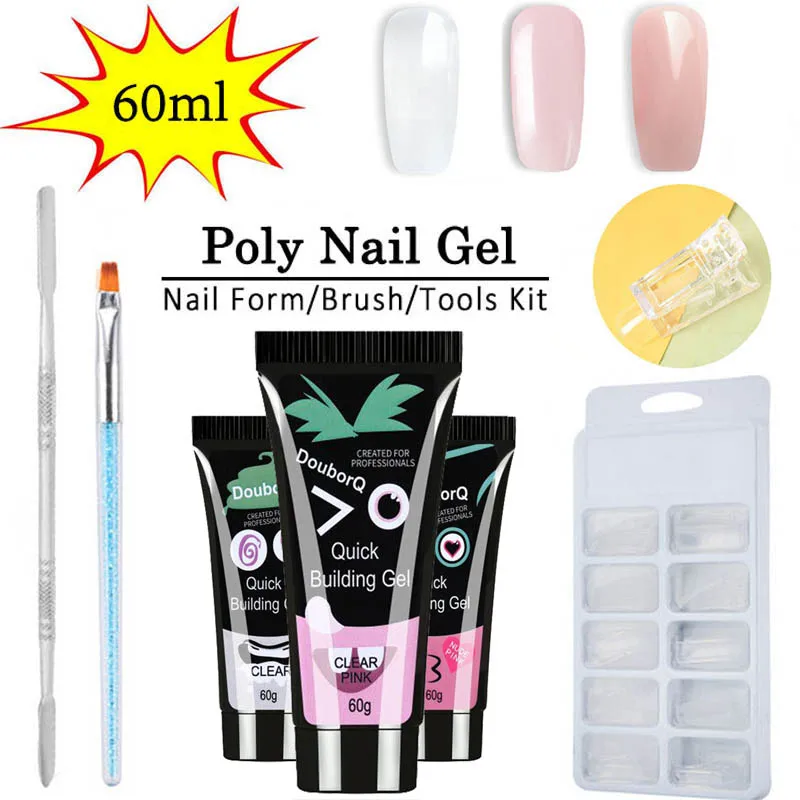 

5pcs/kit Poly Gel Set 3colors 60ml UV Gel Varnish Nail Polish Art Kit Quick Building Nail Extension Hard Jelly Gel Set