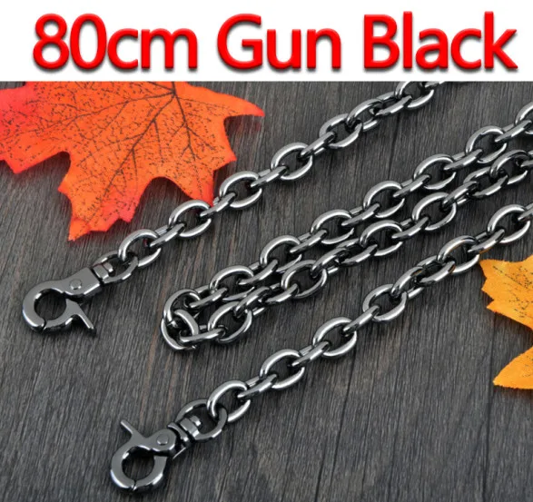 DIY 9mm Gold, Silver, Gun Black O Shape Chains Replacement Shoulder Bag Straps for Small Handbags Belts Handles - Цвет: 80cm Gun Black