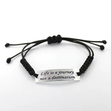 17cm black inspiration quote Life is a journey not destination weaving bracelet,10pcs/lot, free shipping