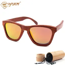 High fashion wooden sunglasses handmade red frame polarized wood sun glasses REVO mirror driving glasses for men women W009