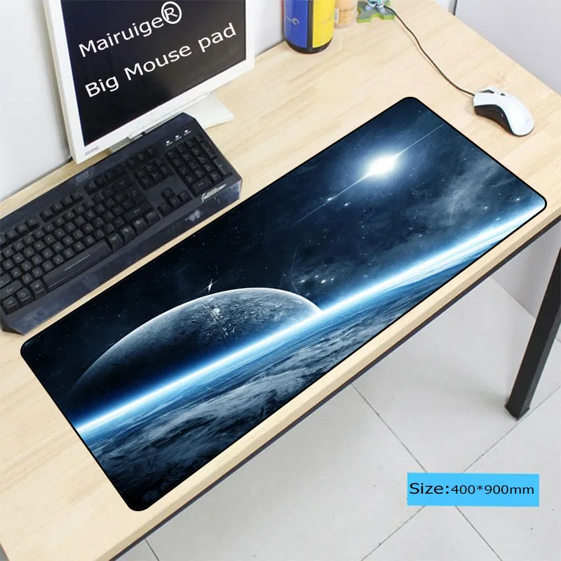 

Mairuige Blue Purple Space Universe Keyboard Gaming Large Lock Edge MousePads Size 30X60CM 30X80CM 40X90CM Computer Mouse Mat