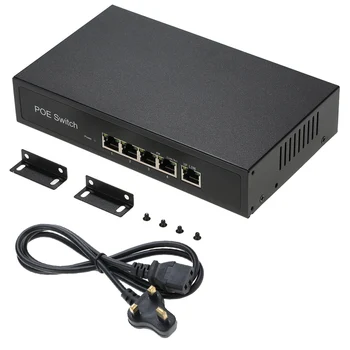 

1+4 Ports 10/100Mbps PoE Switch Injector Power Over Ethernet IEEE 802.3af for Cameras AP VoIP Built-in Power Supply Adapter Box