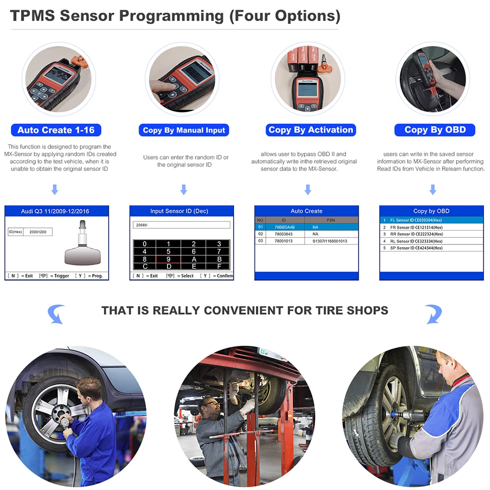 Autel MaxiTPMS TS501 TPMS сервисный Инструмент Системы TPMS система контроля давления в шинах с 315 МГц программируемые датчики PK TS601