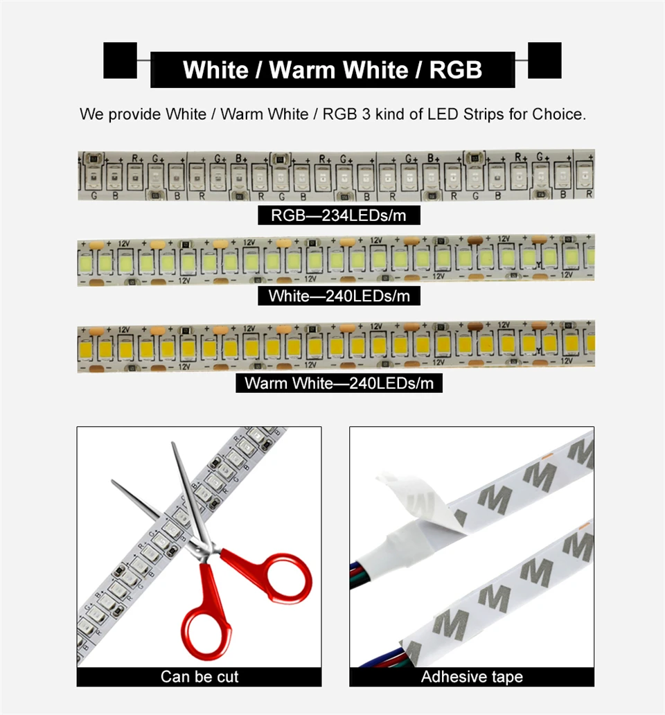 Светодиодные ленты 3528 теплый белый SMD 240 светодиодный/m RGB 234 светодиодный/m IP65 Водонепроницаемый DC12V гибкий светодиодный свет