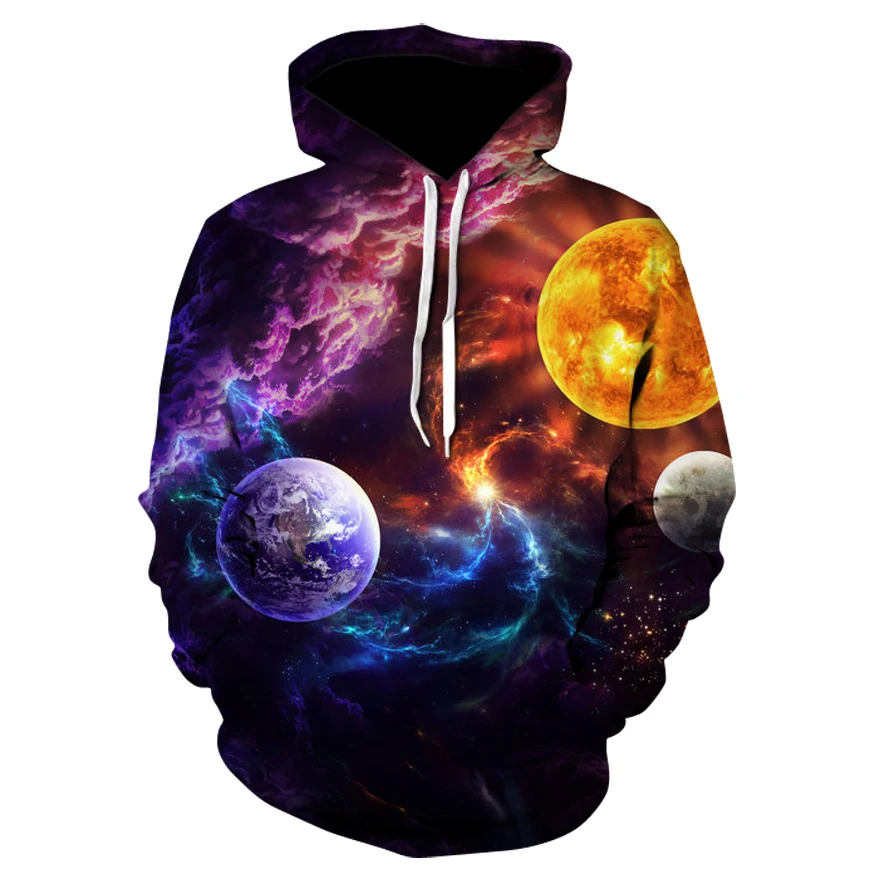 Толстовка с капюшоном Milky Way 3D космический синий Galaxy мужской спортивный костюм