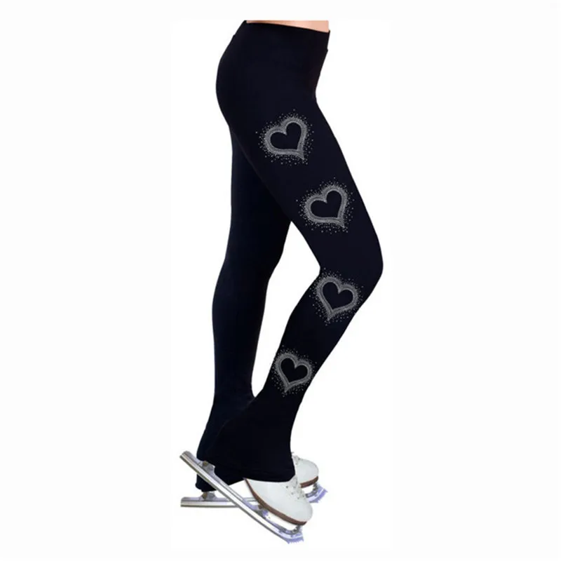 Ice Skating Costume LIUHUO Ice Skating Long Pants Costume Warm Fleece Skater Fabric Child Adult Girl Rhinestone Pattern Train Sport Teens Trousers