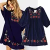 2022 New Arrivals Ethnic Plus Size Flowers Embroidery Mini One-piece Dress For Women Girls Vintage Boho Vestido ► Photo 1/6