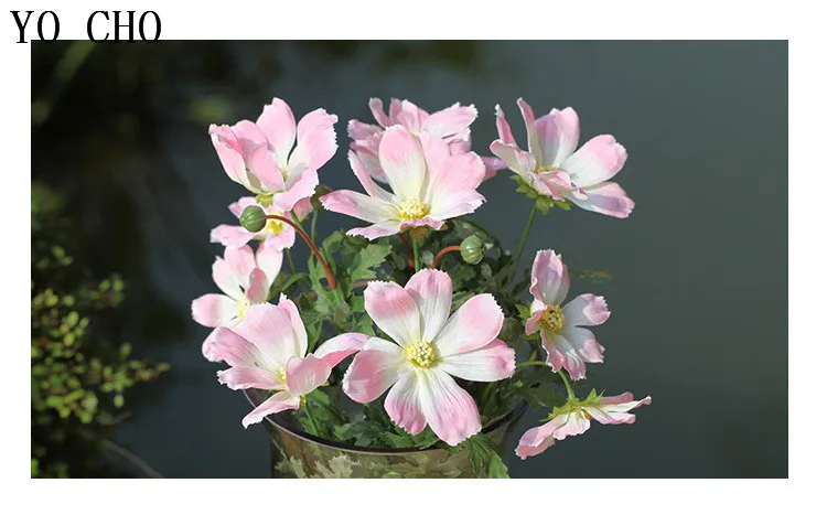 Artificial flowers cosmos autumn 5 branch small daisy wedding silk flowers decoration for home  garden flower bouquet