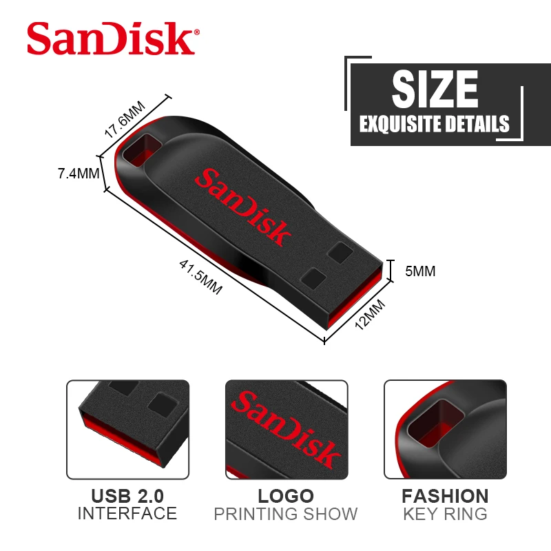 SanDisk CZ50 usb флэш-накопитель Флешка 16 ГБ 32 ГБ 64 ГБ 128 Гб карта памяти Металлический накопитель usb 2,0 флэш-диск