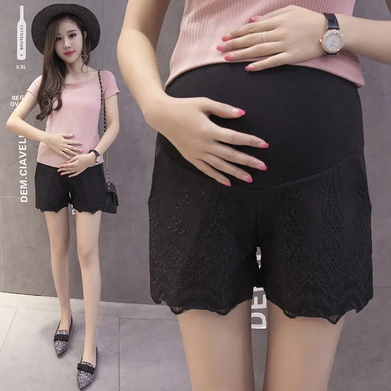 Летнее платье для беременных новое круживное для биременных Высокая талия желудка шорты для беременных