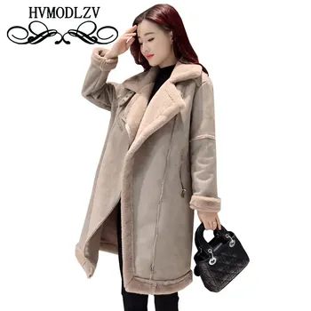 

Ukraine 2017 Winter Women Long wool Jacket Coat 2017 New Plus size Warm Imitation Suede Female Parka overcoat fashion coats s229