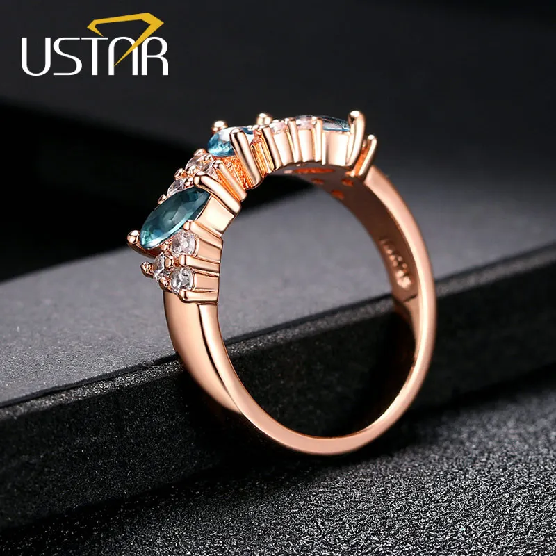 USTAR AAA обручальные кольца с фианитом для женщин Цвет розового золота обручальное