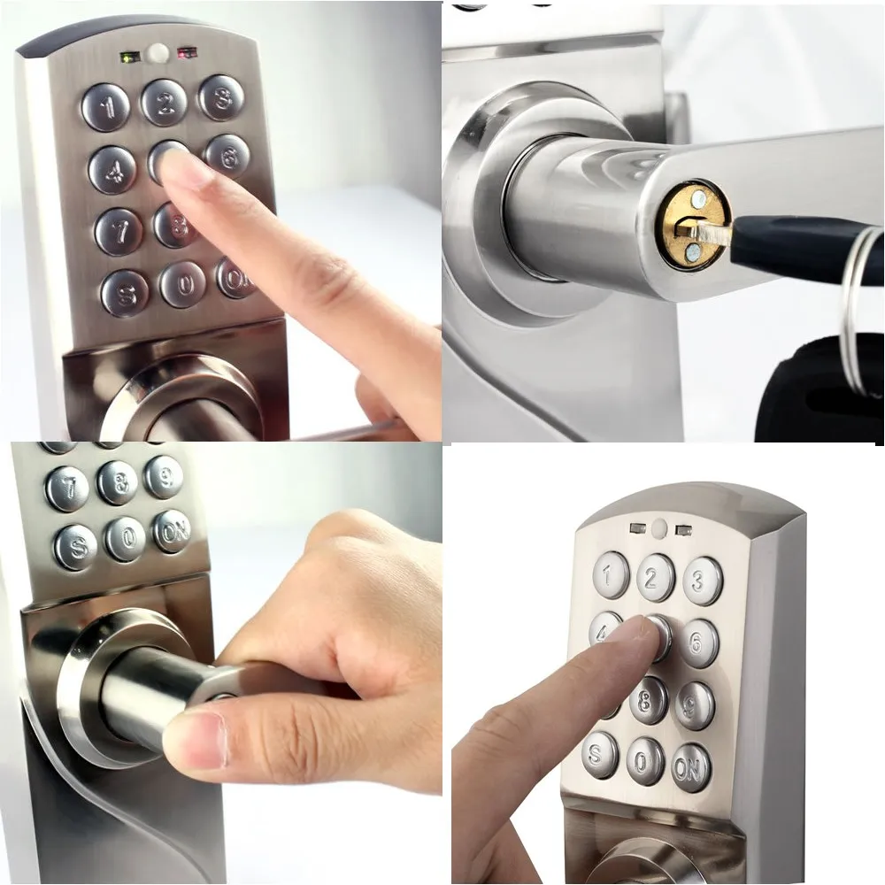 Digital Keypad Door Lock with Backup Round Key Locker Electronic Entry