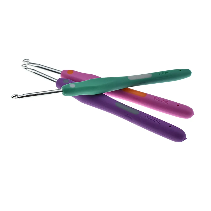 9pcs 2-6mm Mix Sizes Crochet Hook Set With Organizer Ergonomic Grip Crochet Hook Soft Rubber TPR DIY Handle Knitting Needles (7)