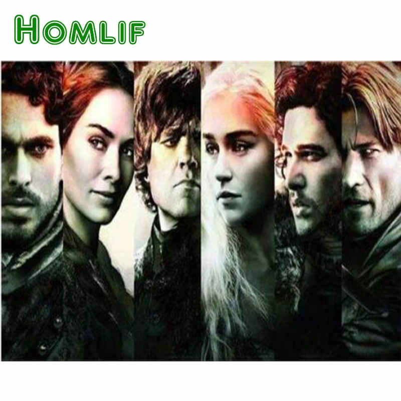 

HOMLIF 5D DIY Diamond Painting Posters Full Square Rhinestones Cross Stitch Mosaic Embroidery Home Decoration Game Of Thrones