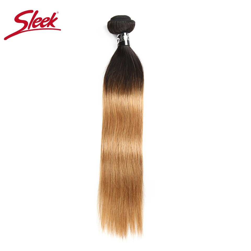 Sleek натуральные волосы Связки Remy Ombre бразильские Прямые 1B/27 предварительно цветные натуральные волосы Weave Расширение 10-30 дюйм(ов) Бесплатная