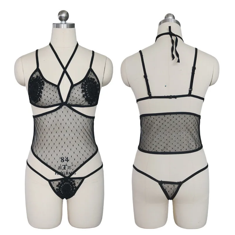 New Women Sexy Bodysuits Mesh Lace Black Halter Bodysuit See Through Hollow Out Strap Body Femme Jumpsuit G-string XXXL Hot Sale New Women Sexy Bodysuits Mesh Lace Black Halter Bodysuit See Through Hollow Out Strap Body Femme Jumpsuit G-string XXXL Hot Sale