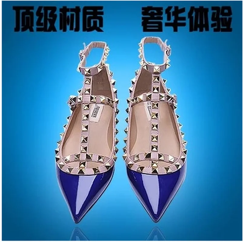 Ankle 1 Spike 2 Größe Sandalen Nieten 16 Plus 6 8 Us4 Wohnungen Frauen Patent 7 Farben Schuhe 3 15 Out Strap Cut Leder 16 5 Spitze Zehen 14 13 13 Loafer 12 4 Sommer 9 10 11 gxxIw1q0