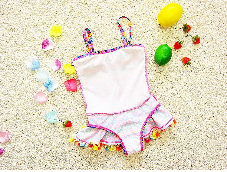 Одежда с кисточками для маленьких девочек, Цельный Детский купальник для девочек, милый детский купальный костюм с принтом, летний купальный костюм, пляжная одежда