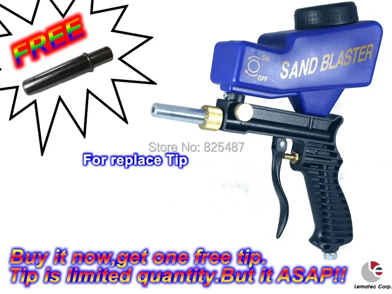 LEMATEC alimentation par gravité Portable Sandblasting Gun pour enlever la rouille spot avec Free Astuce 