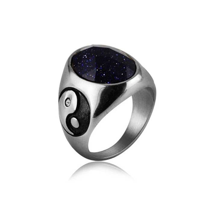 

2 color silver gold Stone Men's Ring 316L Stainless Steel Ring Chinese Yin Yang Tai Chi Vintage Jewelry Gift for Men