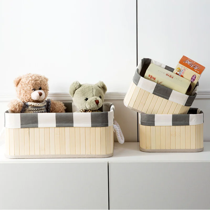 3pcs/set Bamboo Wrapping Desktop Snacks Toys Storage basket