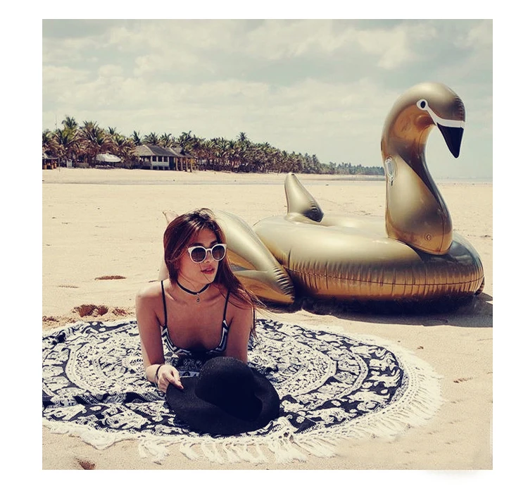 PVC Giant Inflatable Golden White Black Swan Rider Inflatable Ride On Water Toy Swimming Pool Water Floats Birthday Part Gift
