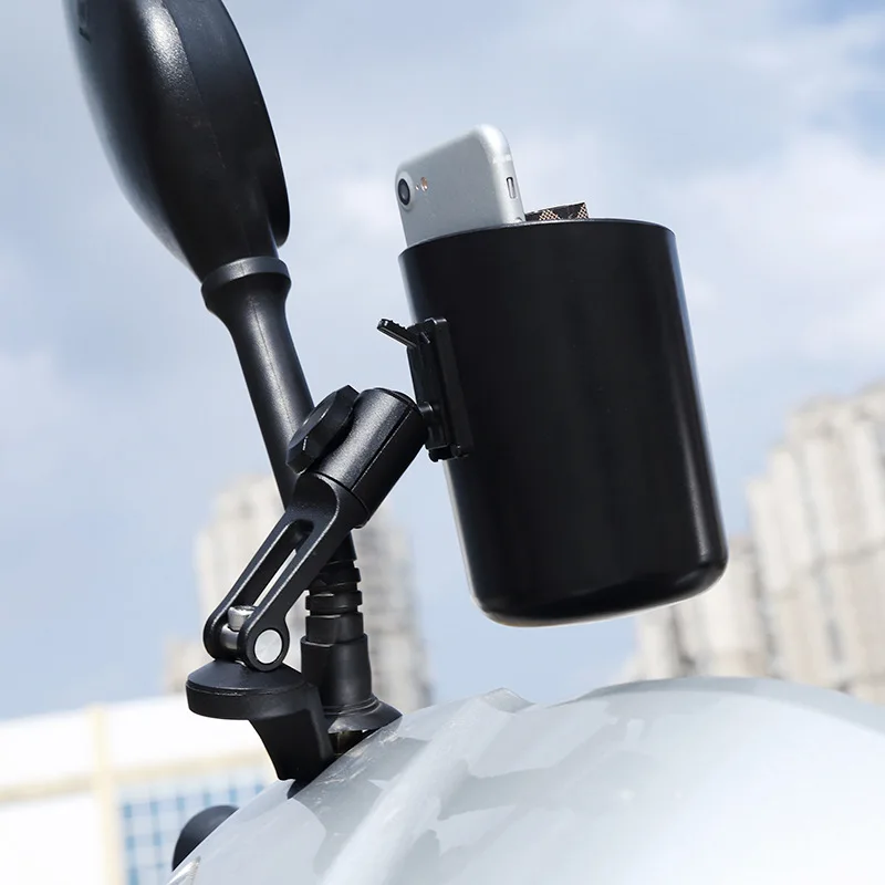 

Motorcycle ATV Cup Holder Mirror Rear View Mountable Cup Holder