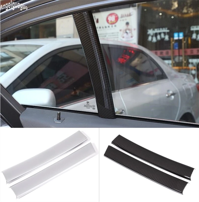 2 pcs ABS Carbon Chrome Car Decoration C Column Sequin Cover Sticker For BMW 5 series G30 F10 2014-18 accessories 525 530Li etc.
