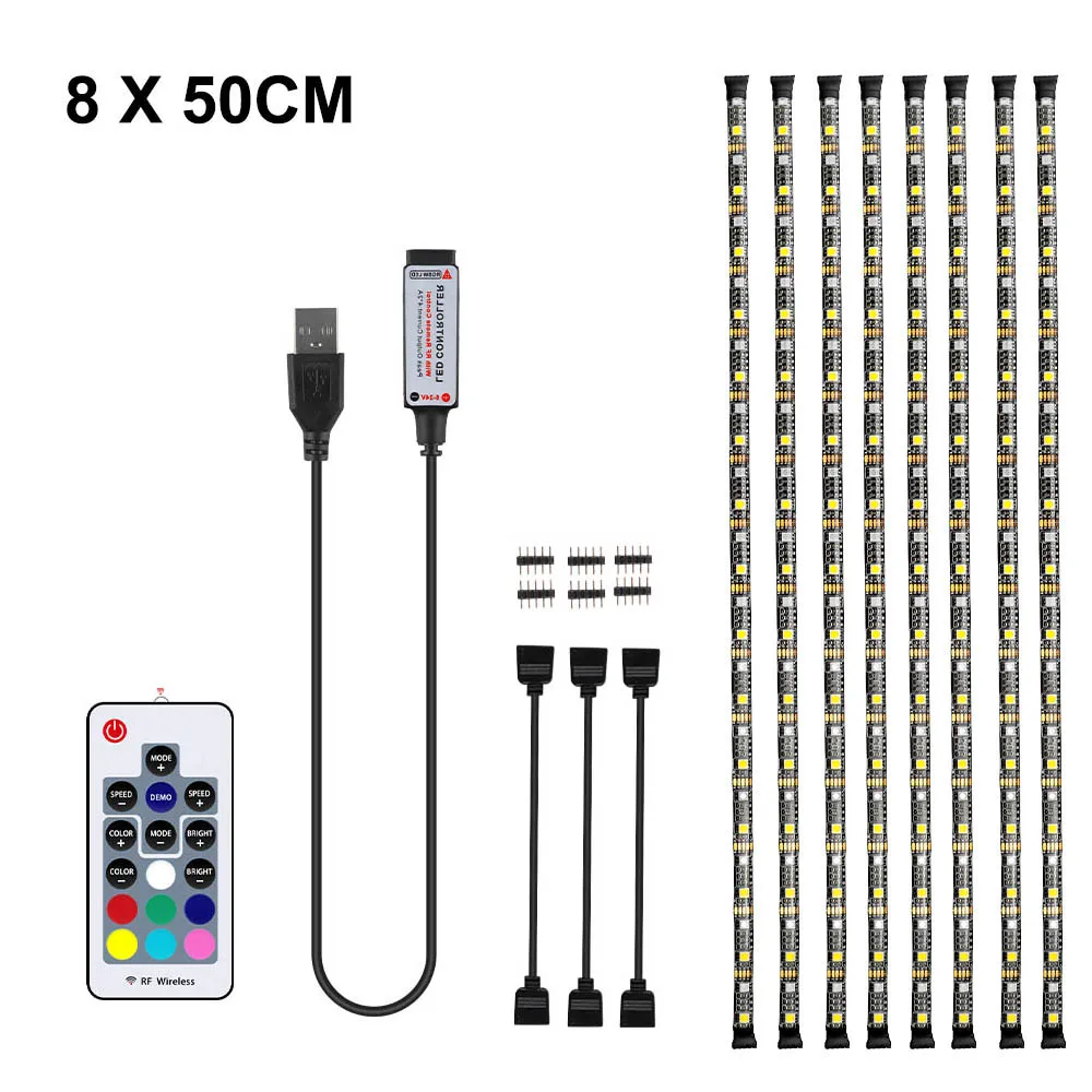 USB Светодиодная лента светильник 5050 RGBW RGBWW RF пульт дистанционного управления 50 см 1 м 2 м 3 м 4 м для ПК ТВ фоновый светильник ing гибкий светильник DC5V - Испускаемый цвет: 8x50cm