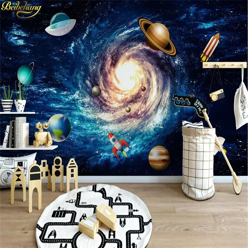 beibehang custom Nordic minimalist space universe Photo Wallpaper Modern Mural children's room background 3D wall paper painting