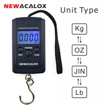 NEWACALOX 40 кг/88lb мини портативные цифровые весы для рыбалки с ЖК-дисплеем электронные весы с крюком для путешествий