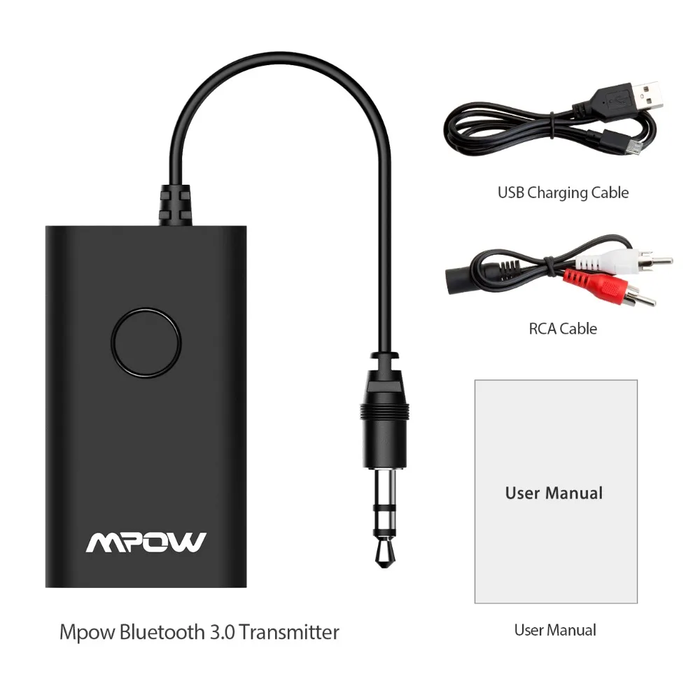 Mpow MBT17 беспроводной Bluetooth передатчик аудио музыкальный адаптер с 3,5 мм/Aux портом для DVD ПК ноутбук ТВ MP3 динамик наушники