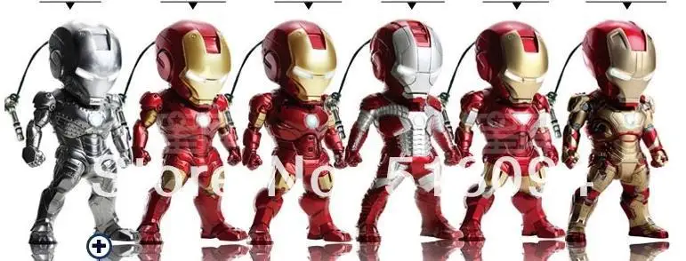 Free Shipping Super Heroes Iron Man SET of 6pcs MK2-6 MK42 Mini Egg Attack Ironman 3 Figure Collection Toy HRFG163