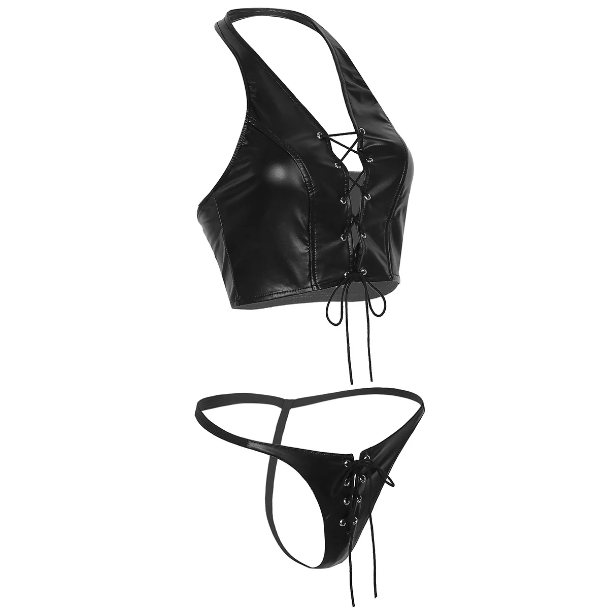 Midnight Raven Leather Bikini