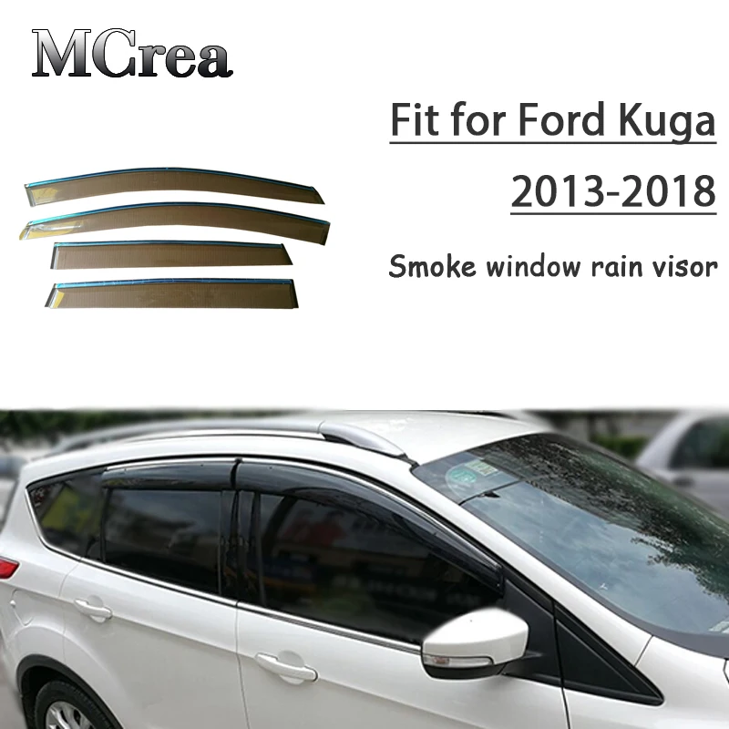 

MCrea 4pcs ABS Car Smoke Window Sun Rain Visor Deflector Guard For Ford Kuga 2013 2014 2015 2016 2017 2018 Accessories