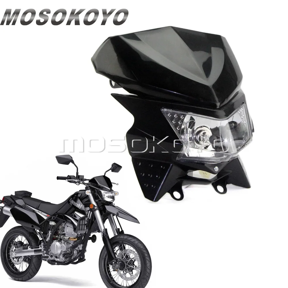 Кроссовый Байк MX прочная фара для kawasakikk KLX 150 250 450 Черная передняя лампа