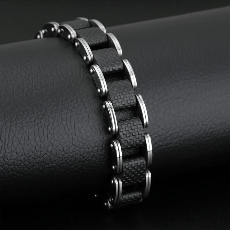 OPK-Square-Genuine-Sillcone-Mens-Bracelet-Stainless-Steel-Motorcycle-Biker-Chain-Design-Casual-Style-Double-Safety (4)