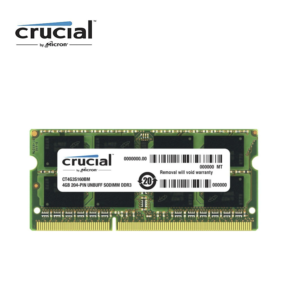 Оперативная память SODIMM для ноутбука Crucial DDR3 4G 1600MHZ 1,35 V CL11 204pin PC3-12800