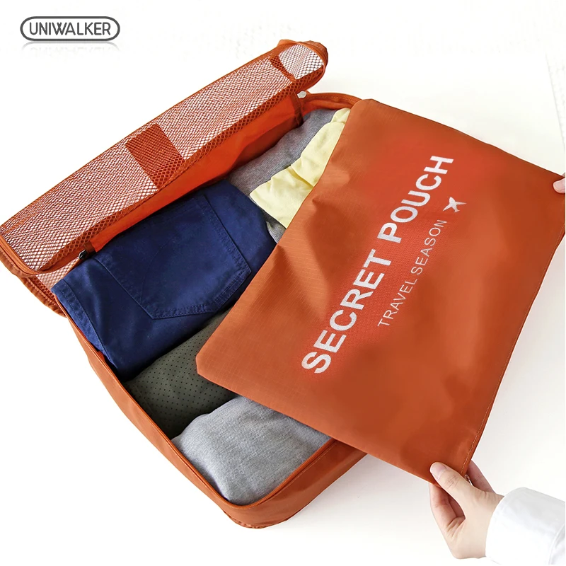 6 Pcs Uniwalker Brand Travel Storage Bag Set For Clothes Tidy Organizer Pouch Suitcase Home Closet Divider container Organiser