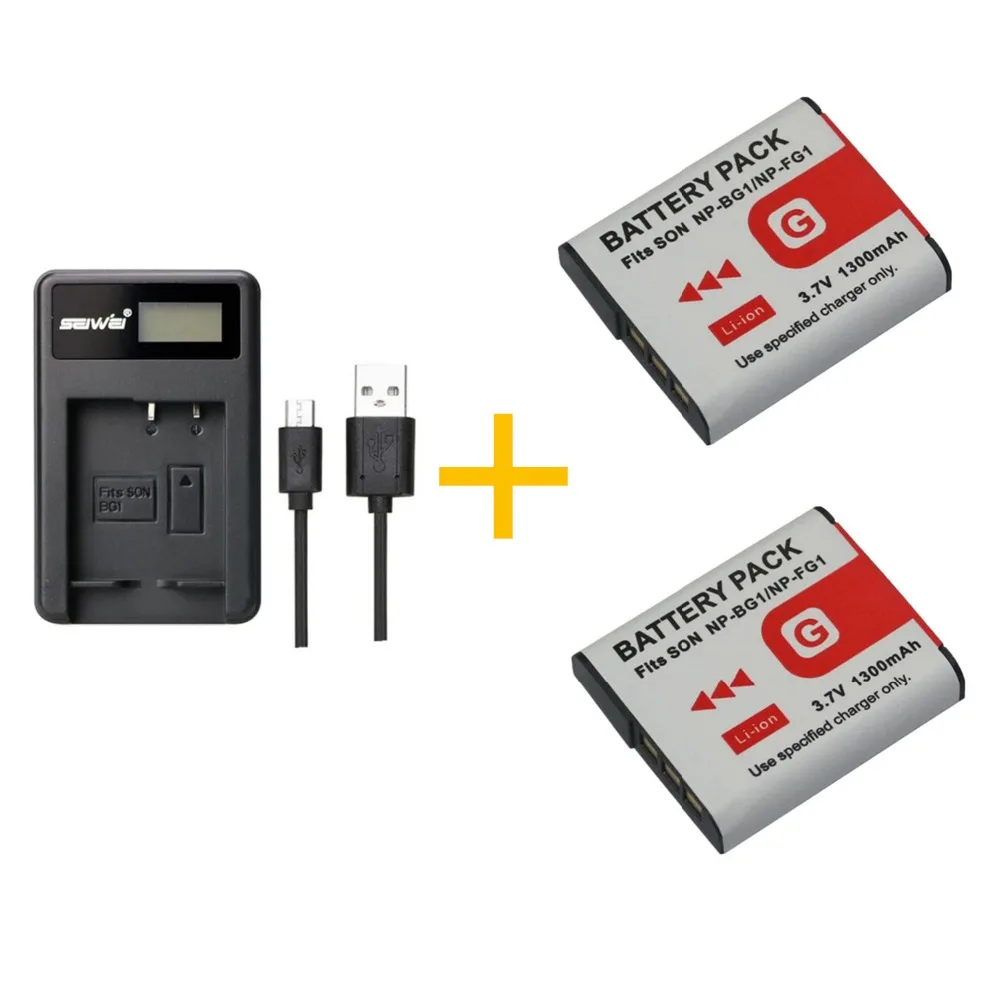

2 Pcs 1300mAh NP-BG1 NP BG1 Battery with battery charger For SONY DSC-H3 DSC-H7 DSC-H9 DSC-H10 DSC-H20 DSC-H50 DSC-H55 DSC-H70
