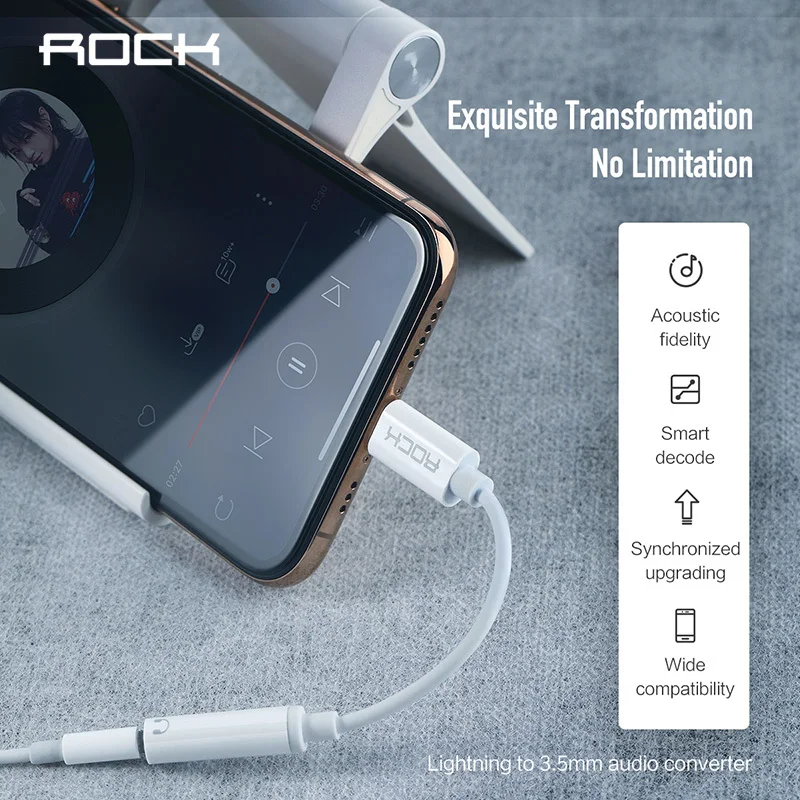 ROCK аудио кабель системы освещения на 3 5 мм конвертер для iPhone 6 7 8 X Xr Xs Max aux адаптер