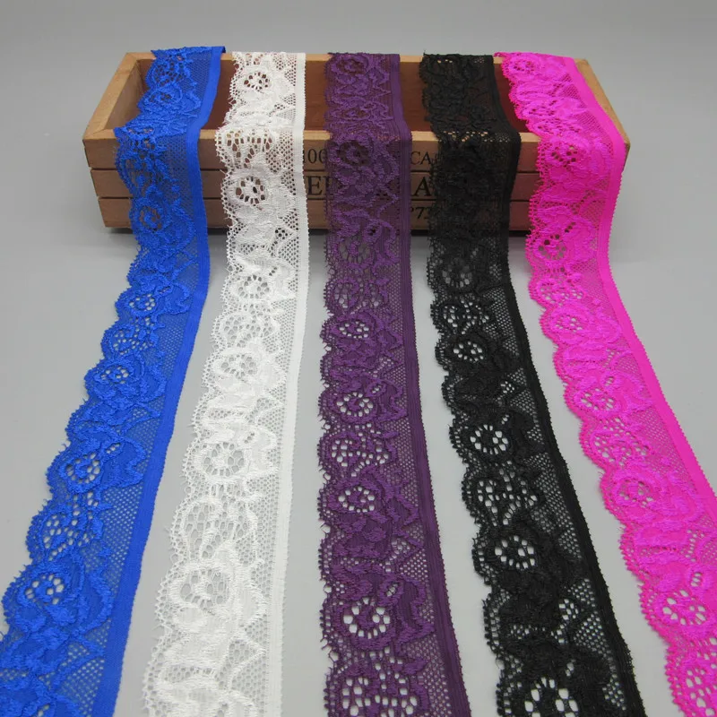 10yards/lot Cotton Elastic Lace Ribbon Knitted Polyester Stretch Lace