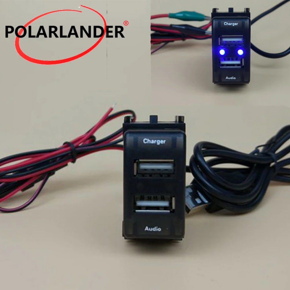 12V 2.1A USB Car Charger ABS Dual USB Charger Socket Dashboard For