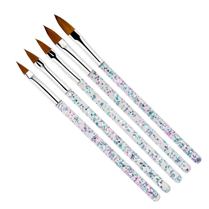 

5Pcs Salon Crystal Pen Dotting Nail Brush Painting Home Use Art UV Gel Carving Tips Drawing Line Reusable Builder Manicure Tool
