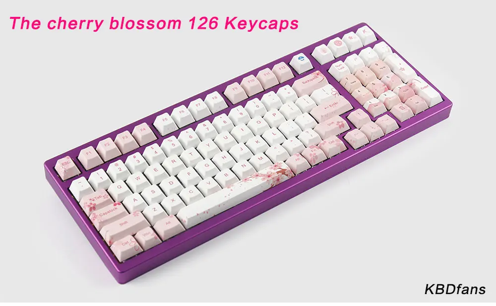 Kbdfans Новое поступление пять поверхностных сублимации sakura keycaps 126 клавиш для механической клавиатуры mx cherry switch